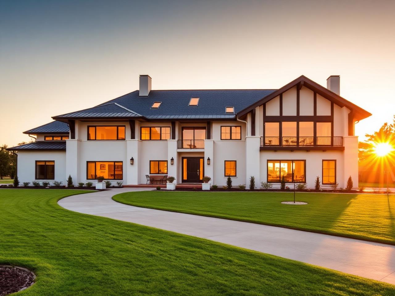 Modern Lubbock luxury home at sunset